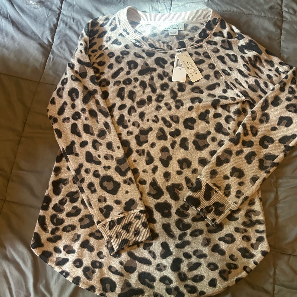 Brand new with tags PLY Kashmir, large cheetah print sweater